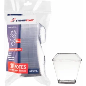 KIT POTE ACRILICO 180 ML 10X1 STRAWPLAST